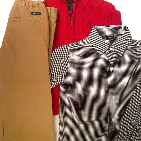 Nautica Other - Nautica Boys 4T Khakis, Dress Shirt + Free Sweater